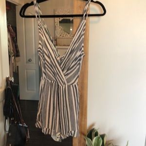 Blue and white stripe romper